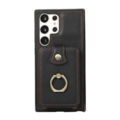 For Samsung Galaxy S22 Ultra 5G Case Card Holder TPU+PU Leather Kickstand Phone Cover