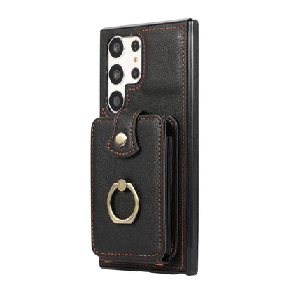 For Samsung Galaxy S22 Ultra 5G Case Card Holder TPU+PU Leather Kickstand Phone Cover