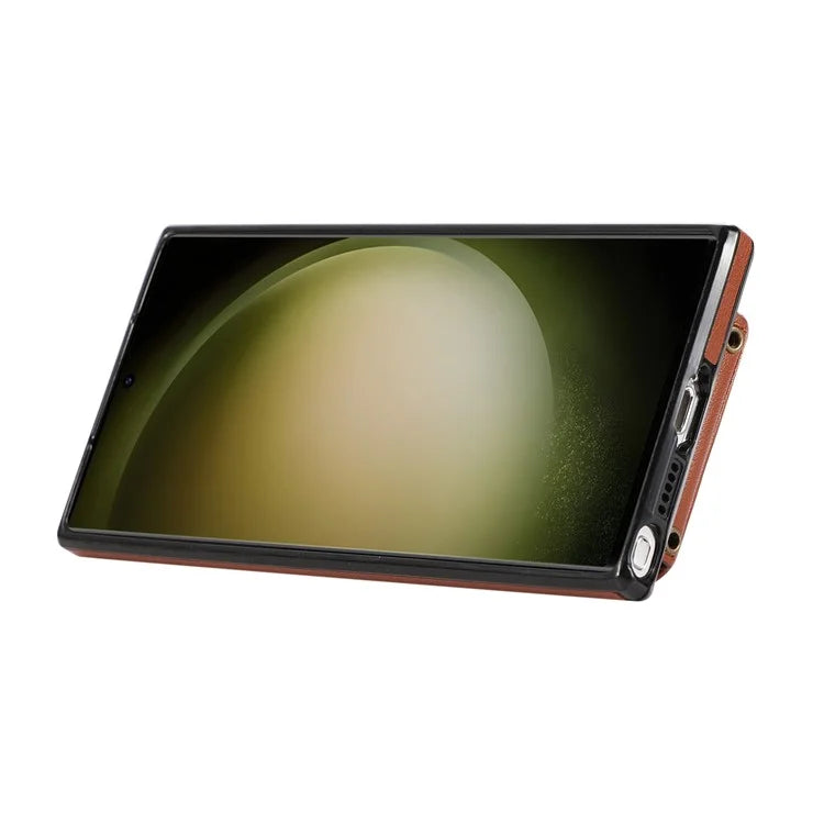 For Samsung Galaxy S22 Ultra 5G Case Card Holder TPU+PU Leather Kickstand Phone Cover