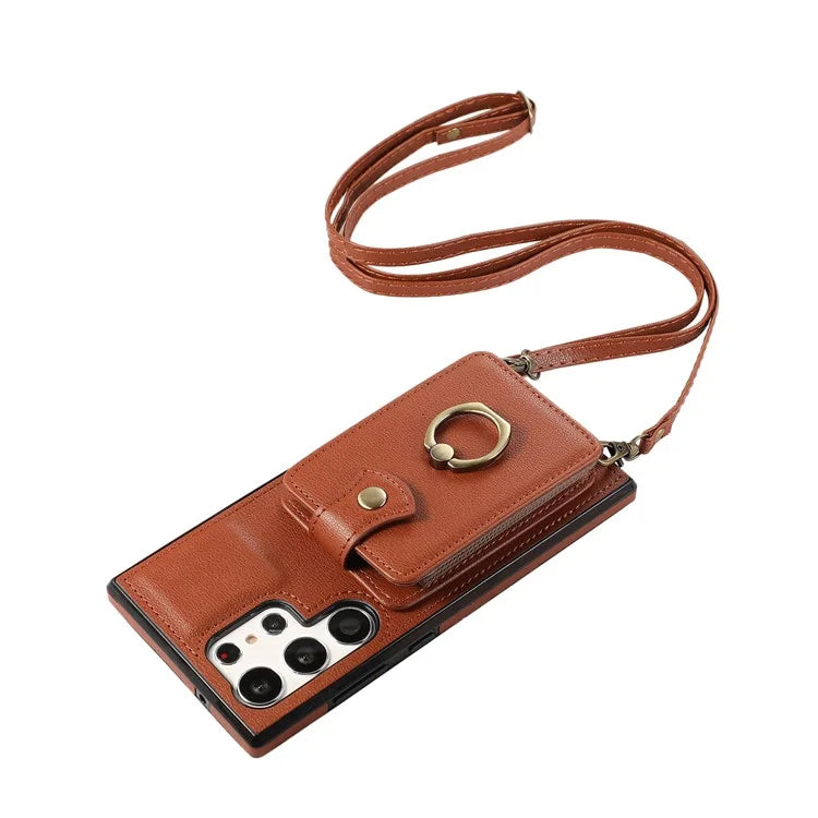 For Samsung Galaxy S22 Ultra 5G Case Card Holder TPU+PU Leather Kickstand Phone Cover