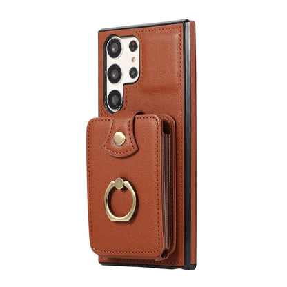 For Samsung Galaxy S22 Ultra 5G Case Card Holder TPU+PU Leather Kickstand Phone Cover