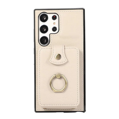 For Samsung Galaxy S22 Ultra 5G Case Card Holder TPU+PU Leather Kickstand Phone Cover