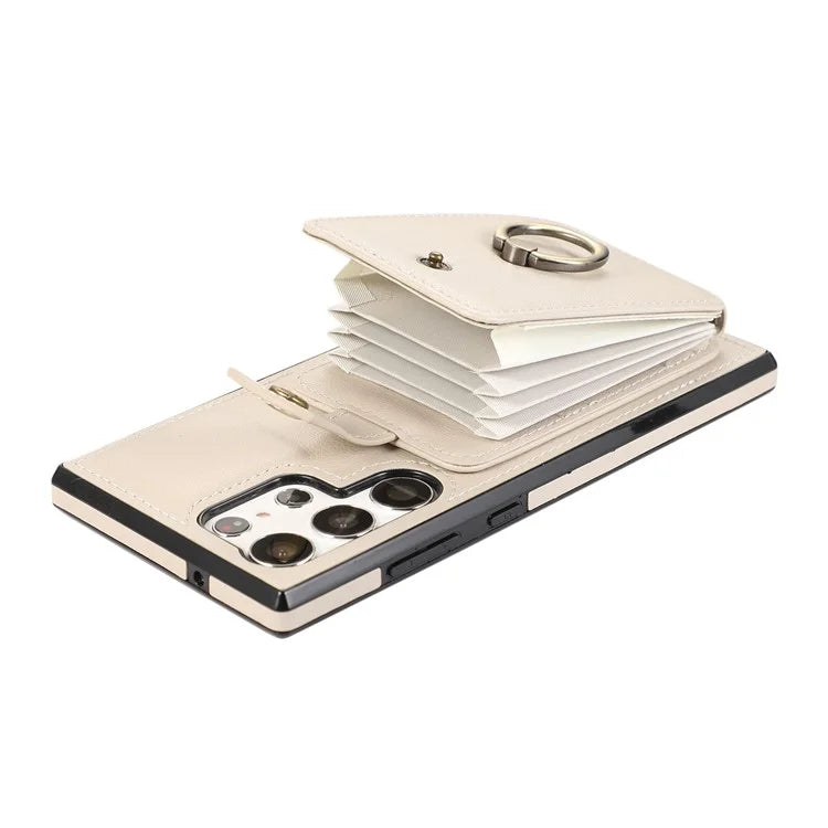 For Samsung Galaxy S22 Ultra 5G Case Card Holder TPU+PU Leather Kickstand Phone Cover