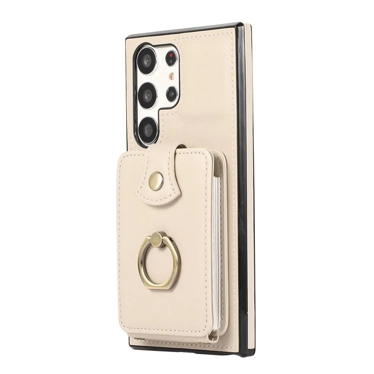 For Samsung Galaxy S22 Ultra 5G Case Card Holder TPU+PU Leather Kickstand Phone Cover