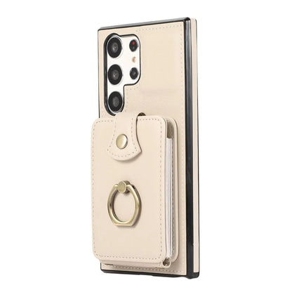 For Samsung Galaxy S22 Ultra 5G Case Card Holder TPU+PU Leather Kickstand Phone Cover