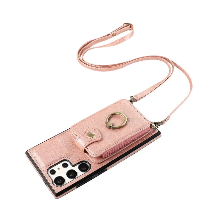For Samsung Galaxy S22 Ultra 5G Case Card Holder TPU+PU Leather Kickstand Phone Cover