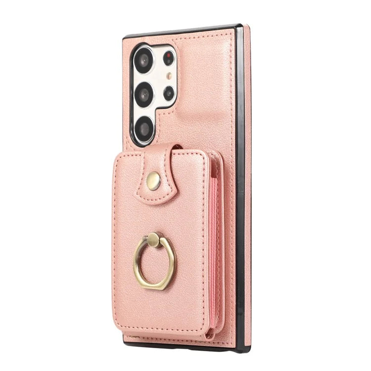 For Samsung Galaxy S22 Ultra 5G Case Card Holder TPU+PU Leather Kickstand Phone Cover