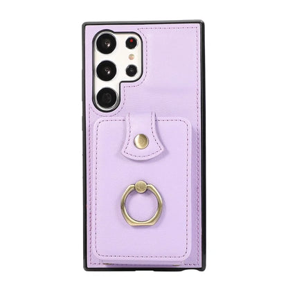 For Samsung Galaxy S22 Ultra 5G Case Card Holder TPU+PU Leather Kickstand Phone Cover