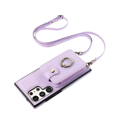 For Samsung Galaxy S22 Ultra 5G Case Card Holder TPU+PU Leather Kickstand Phone Cover