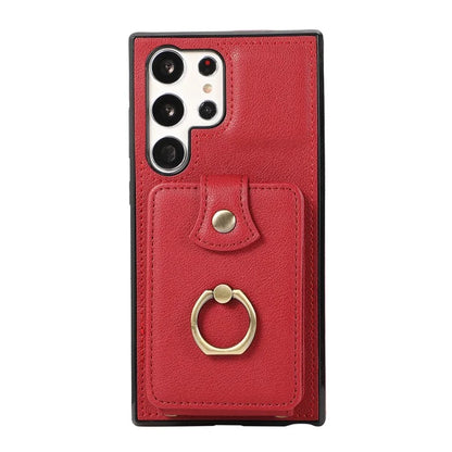 For Samsung Galaxy S22 Ultra 5G Case Card Holder TPU+PU Leather Kickstand Phone Cover