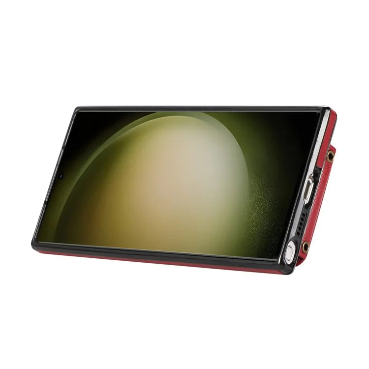 For Samsung Galaxy S22 Ultra 5G Case Card Holder TPU+PU Leather Kickstand Phone Cover