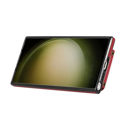 For Samsung Galaxy S22 Ultra 5G Case Card Holder TPU+PU Leather Kickstand Phone Cover