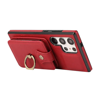 For Samsung Galaxy S22 Ultra 5G Case Card Holder TPU+PU Leather Kickstand Phone Cover