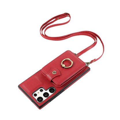 For Samsung Galaxy S22 Ultra 5G Case Card Holder TPU+PU Leather Kickstand Phone Cover