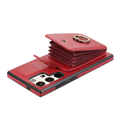 For Samsung Galaxy S22 Ultra 5G Case Card Holder TPU+PU Leather Kickstand Phone Cover