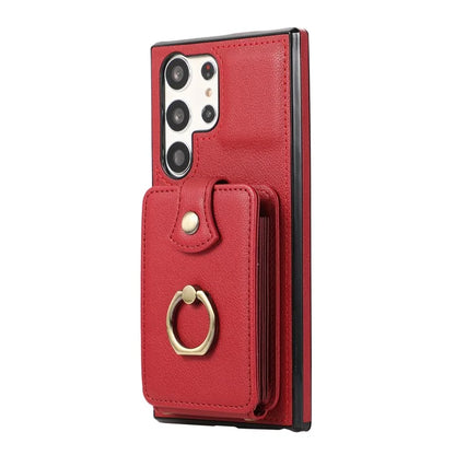 For Samsung Galaxy S22 Ultra 5G Case Card Holder TPU+PU Leather Kickstand Phone Cover