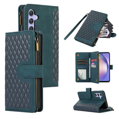 For Samsung Galaxy S24+ Cell Phone Case Imprinted Zipper Wallet Leather Anti-drop Shell