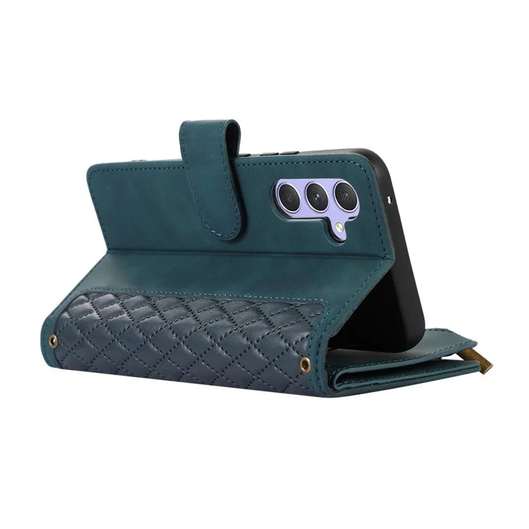 For Samsung Galaxy S24+ Cell Phone Case Imprinted Zipper Wallet Leather Anti-drop Shell