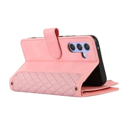 For Samsung Galaxy S24+ Cell Phone Case Imprinted Zipper Wallet Leather Anti-drop Shell