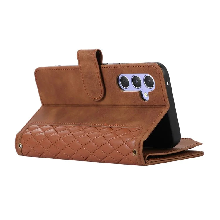 For Samsung Galaxy S24+ Cell Phone Case Imprinted Zipper Wallet Leather Anti-drop Shell