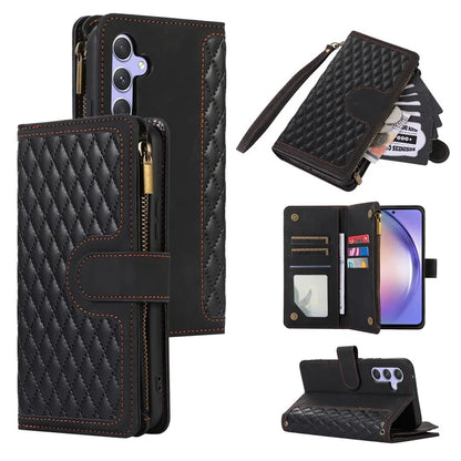 For Samsung Galaxy S24+ Cell Phone Case Imprinted Zipper Wallet Leather Anti-drop Shell