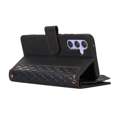For Samsung Galaxy S24+ Cell Phone Case Imprinted Zipper Wallet Leather Anti-drop Shell