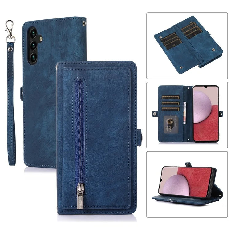 Shockproof Case For Samsung Galaxy A15 5G Shell 9 Card Slots PU Leather Phone Cover