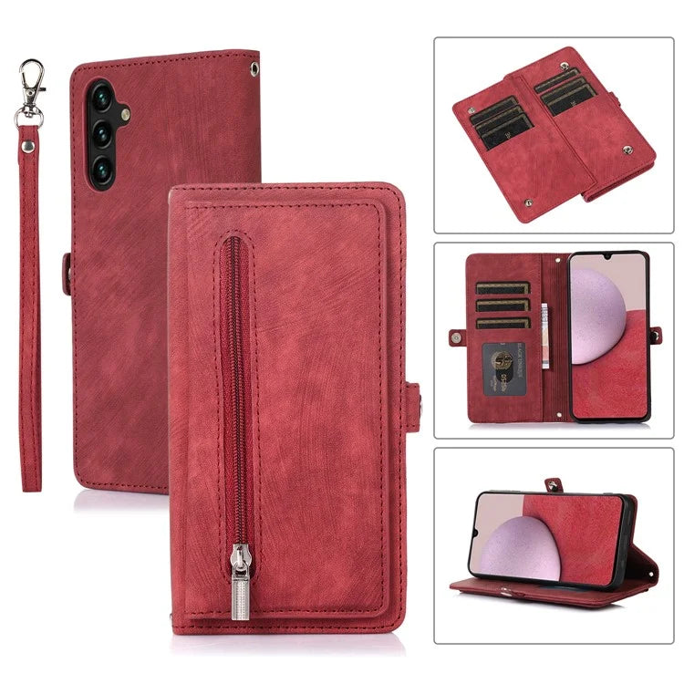 Shockproof Case For Samsung Galaxy A15 5G Shell 9 Card Slots PU Leather Phone Cover