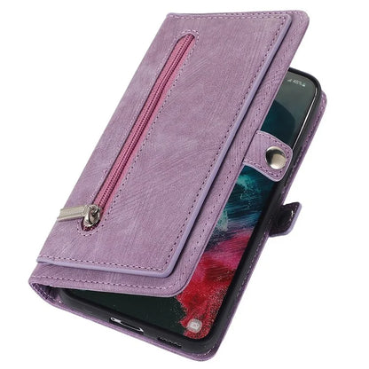 For Samsung Galaxy S24 Ultra Case PU Leather 9 Card Slots Phone Cover with Shoulder Strap