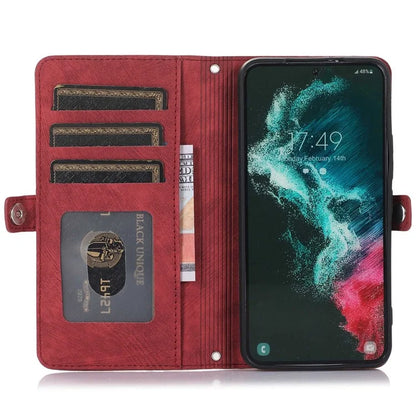 For Samsung Galaxy S24 Ultra Case PU Leather 9 Card Slots Phone Cover with Shoulder Strap