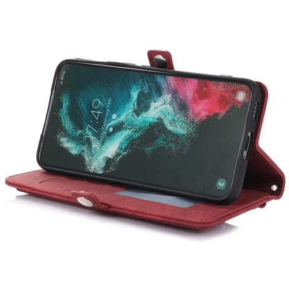 For Samsung Galaxy S24 Ultra Case PU Leather 9 Card Slots Phone Cover with Shoulder Strap