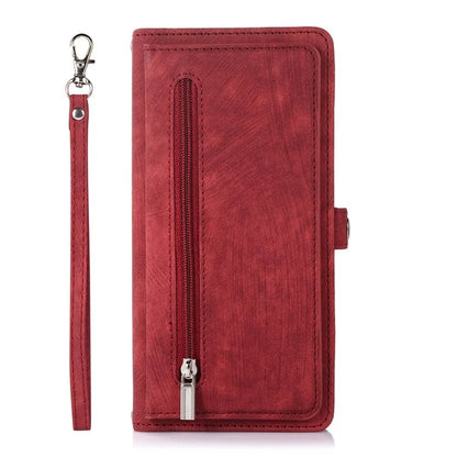 For Samsung Galaxy S24 Ultra Case PU Leather 9 Card Slots Phone Cover with Shoulder Strap