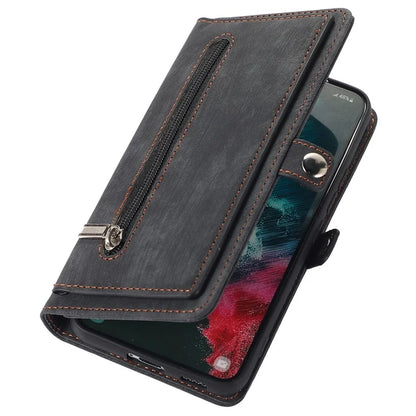 For Samsung Galaxy S24 Ultra Case PU Leather 9 Card Slots Phone Cover with Shoulder Strap