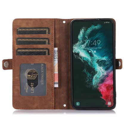 For Samsung Galaxy S24 Ultra Case PU Leather 9 Card Slots Phone Cover with Shoulder Strap