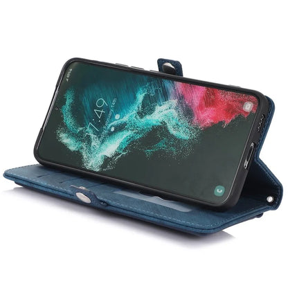For Samsung Galaxy S24 Ultra Case PU Leather 9 Card Slots Phone Cover with Shoulder Strap