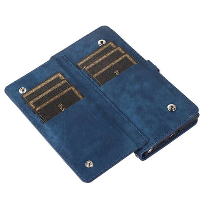 For Samsung Galaxy S24 Ultra Case PU Leather 9 Card Slots Phone Cover with Shoulder Strap