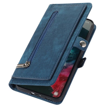 For Samsung Galaxy S24 Ultra Case PU Leather 9 Card Slots Phone Cover with Shoulder Strap