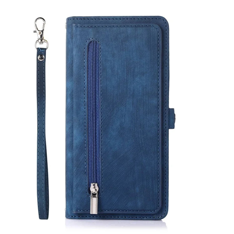 For Samsung Galaxy S24 Ultra Case PU Leather 9 Card Slots Phone Cover with Shoulder Strap