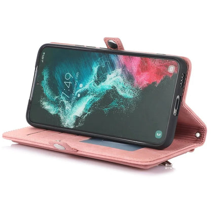 For Samsung Galaxy S24 Ultra Case PU Leather 9 Card Slots Phone Cover with Shoulder Strap