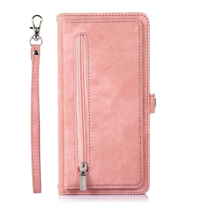 For Samsung Galaxy S24 Ultra Case PU Leather 9 Card Slots Phone Cover with Shoulder Strap