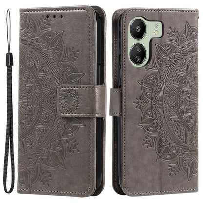 For Xiaomi Redmi 13C 4G / Poco C65 4G Case Mandala Flower Imprint Cover with Strap