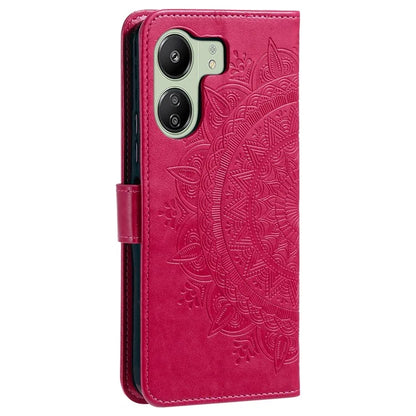 For Xiaomi Redmi 13C 4G / Poco C65 4G Case Mandala Flower Imprint Cover with Strap