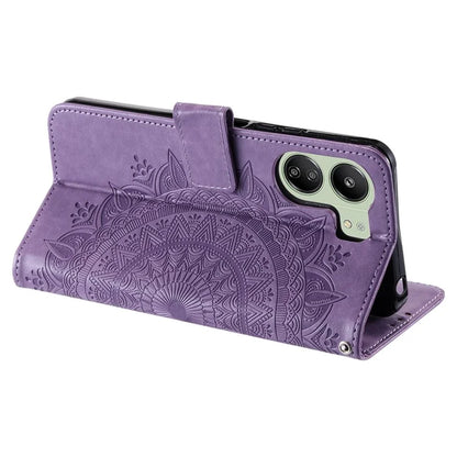 For Xiaomi Redmi 13C 4G / Poco C65 4G Case Mandala Flower Imprint Cover with Strap