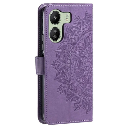 For Xiaomi Redmi 13C 4G / Poco C65 4G Case Mandala Flower Imprint Cover with Strap