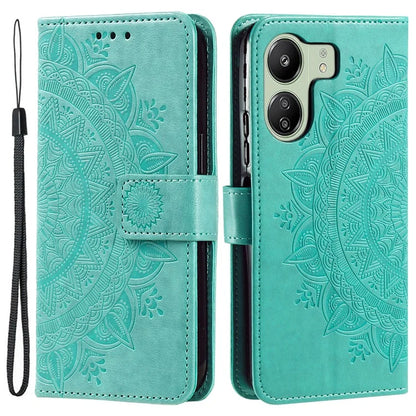 For Xiaomi Redmi 13C 4G / Poco C65 4G Case Mandala Flower Imprint Cover with Strap