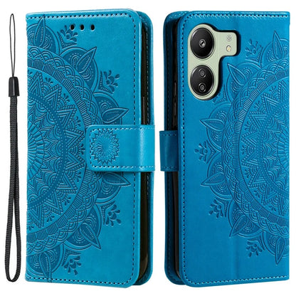For Xiaomi Redmi 13C 4G / Poco C65 4G Case Mandala Flower Imprint Cover with Strap