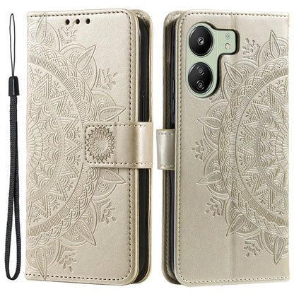 For Xiaomi Redmi 13C 4G / Poco C65 4G Case Mandala Flower Imprint Cover with Strap