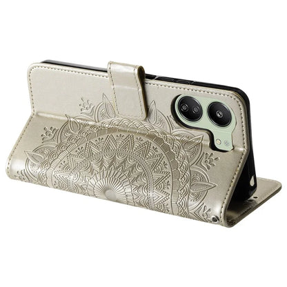 For Xiaomi Redmi 13C 4G / Poco C65 4G Case Mandala Flower Imprint Cover with Strap