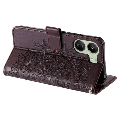 For Xiaomi Redmi 13C 4G / Poco C65 4G Case Mandala Flower Imprint Cover with Strap