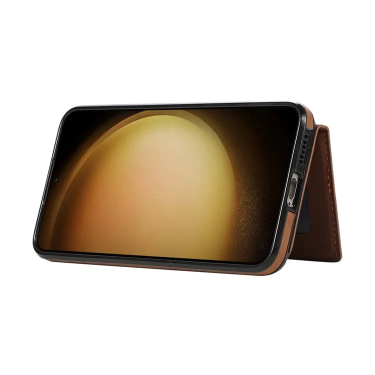 For Samsung Galaxy S24+ Case Grid Imprinted Kickstand Phone Cover with Shoulder Strap